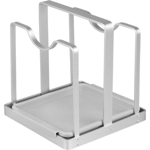 New Multifunctional Aluminum Alloy Pot Cover Shelf Storage Rack Kitchen Dish Rack Storage Cutting Board Rack Cutlery Silver