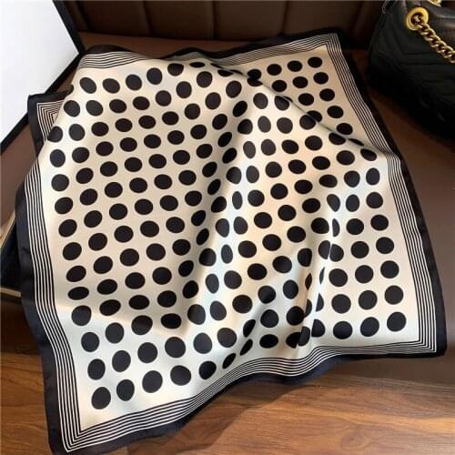 2021 New Scarf Women Handkerchief Printed Female Square Head Bandana Small Neck hijab lady girl 100% Pure Silk Scarves 53*53cm