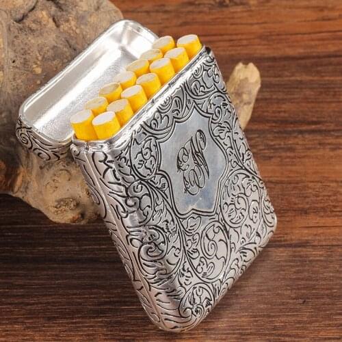 New Pure Copper Hand-carved Cigarette Case for 14 Cigarettes Retro Peaky Blinders Flick Box Holder Portable Smoking Tools Gold