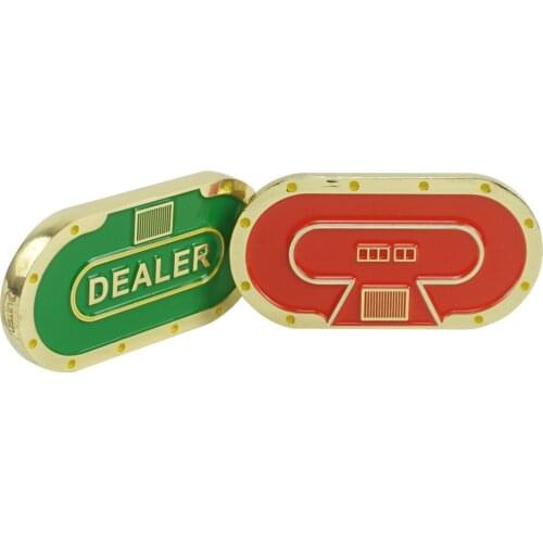 Yernea New Texas Dealer Poker Chips Pressing Metal Double-faced Ellipse Chip Table Game Competition in Casino Club