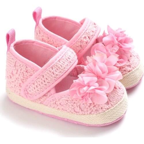 Baby Shoes Baby Girls Shoes First Walkers Flowers Lace Newborn Infant Princess Soft Sole Walker Pink&White Shoes 0-18 Months