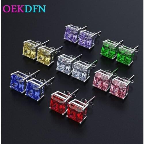 OEKDFN Real 925 Sterling Silver Earrings Created Moissanite Gemstone Diamonds Wedding Ear Studs Earrings Fine Jewelry Wholesale