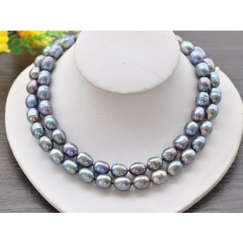 MCT·STAR Z10169 Big 17"-33" 16mm Peacock-Black Rice Freshwater Pearl Necklace