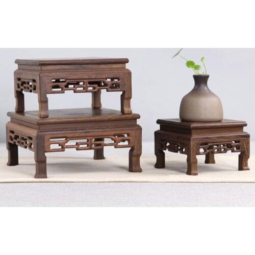 Mahogany crafts base wenge wood square base stone jade teapot flower vase base solid wood support