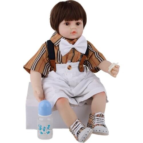 Realistic Newborn Baby 24'' 60cm Silicone Doll Cloth Body Lifelike Bebe Reborn Dolls For Children Birthday Gift Shower Toy