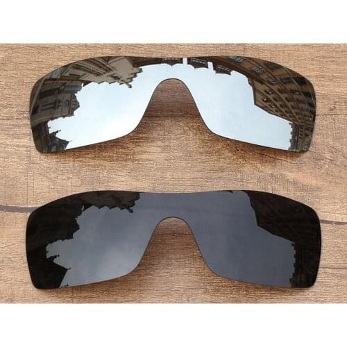 Vonxyz 2 Pieces Stealth Black & Chrome Mirror Polycarbonate Replacement Lenses for-Oakley Batwolf Frame