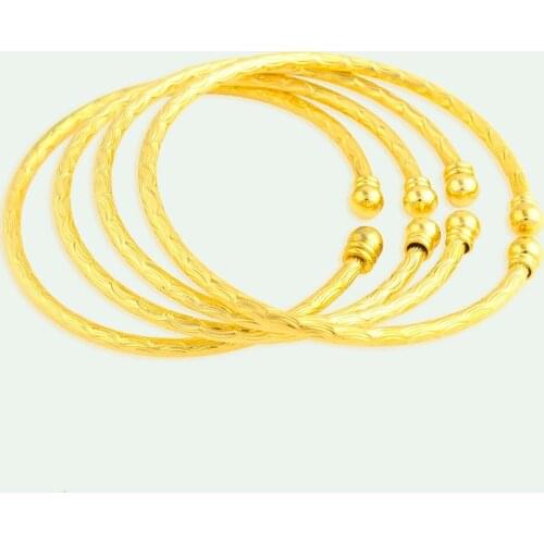 Ethiopias African Women Gold Bangle Adjustable Size Water Ripple Bangle Gold color Jewelry