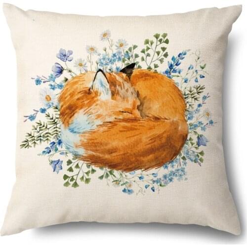 Artinlive Animal Images Hemp Pillowcase Plain Car Sofa Cushion Cover Cotton Linen Simple Pillowcases Fashion Decorate