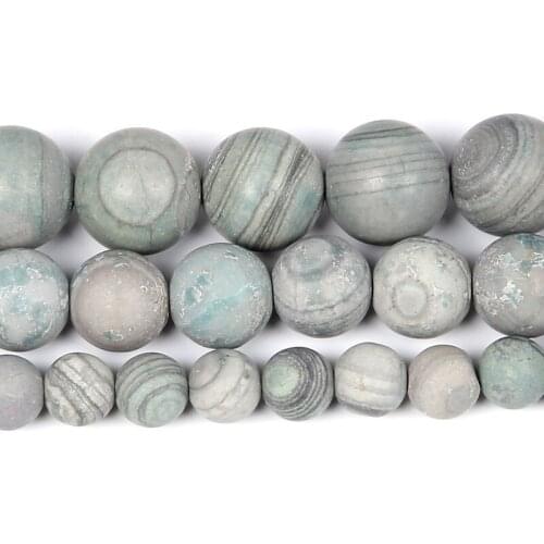 6-12mm Natural Stone Beads Loose Round Frosted Green Line Stone Beads For Jewelry Making DIY Charm Bracelet Necklace Handmade