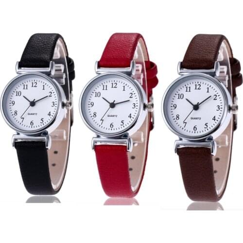 Top Classic Womens Watches Casual Quartz Leather Strap Band Watch Round Analog Clock Wrist Watches