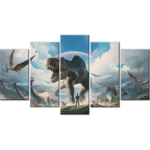 Canvas Painting Home Decor Wall Art Framework 5 Pieces Jurassic Park Dinosaurs Pictures For Living Room HD Prints Animal Poster
