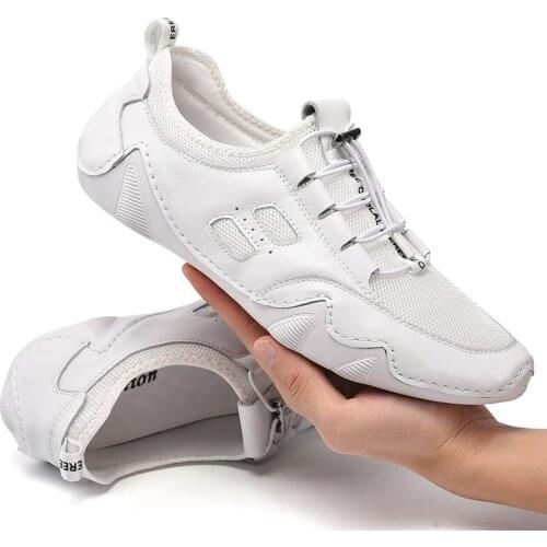 Mens Sneakers Fashion Shoes Men Leather Casual Lightweight Outdoor Flats Breathable Walking Shoes Comfortable Summer Sneakers