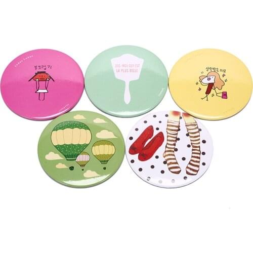 L03 1pc Fashion cute mini cartoon small round mirror portable makeup glass mirror creative round portable princess makeup mirror
