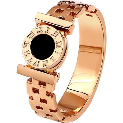 Fashion Roman Numerals Watch Hollow Ring Rose Gold Bijou Ring Birthday Party Gift for Girl for Men Luxury Jewelry