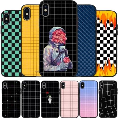 Plaid Black TPU Silicone Soft Phone Case For iPhone 11 12 Pro X XR XS MAX 5 6 7 8 Plus SE 2020