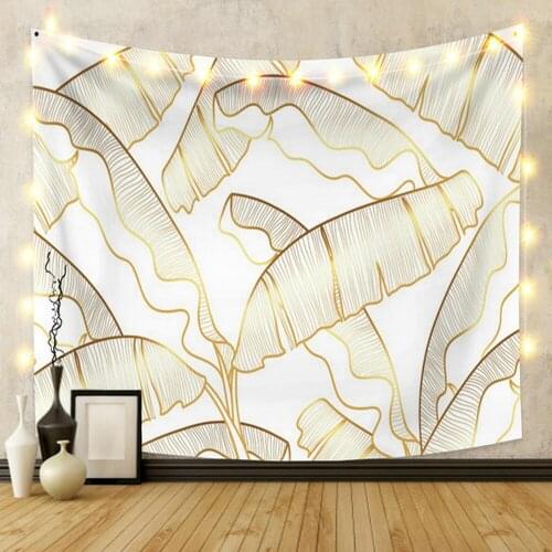 Natural Plant Tapestry Golden Banana Leaves for Livingroom Photography Wall Decor