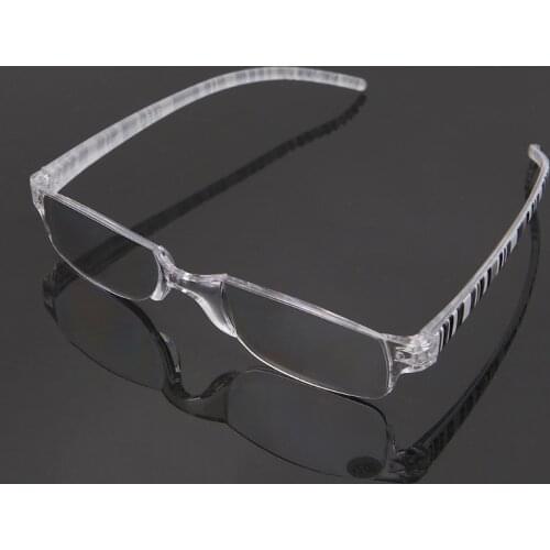 Unisex Clear Stripe Rimless Flexible Reading Glasses Eyewear Reader +1.00 ~+4.00 Men Women Resin Lens Presbyopic Reading Glasses