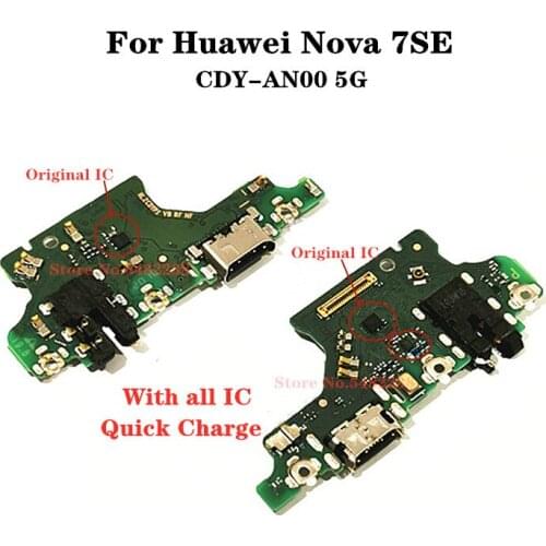 Original USB Charging Port Dock Flex Cable For Huawei Nova 7SE 5G CDY-AN00 Charge Plug With Microphone Board Headphone Jack