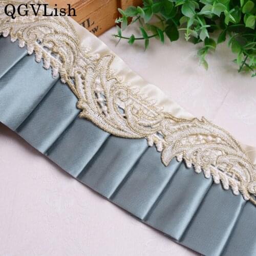 QGVLish 13M/lot Embroidery Curtain Lace Ribbon Belt Lace Trims DIY Sewing Clothing Cushion Sofa Decor Handmade Curtain Accessory