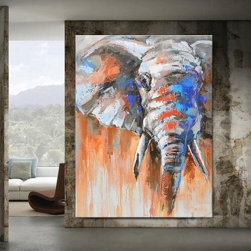 Hand Painted Elephant Canvas Oil Paintings Wall Painting Home Wall Decor Animal Pictures For Kids Room Art Decor