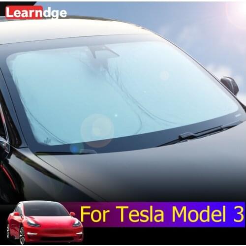 Learndge Sunshade for Tesla Model 3 Front Window Windshield Skylight Aluminum Foil EVA Material Anti UV Protected