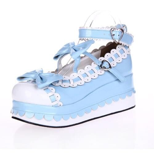 Princess sweet lolita shose Lolilloliyoyo antaina lolita shoes platform shoes laciness bow princess shoes an9896 white cosplay