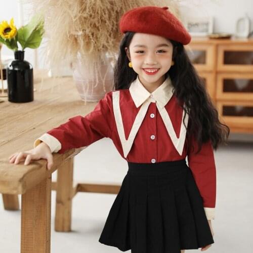 Spring 2021 Toddler Girl Clothes Kids Shirts For Teenage Girls Blouse Children Clothes Fashion Girls Top Blusas 2 Colors 24M-16Y