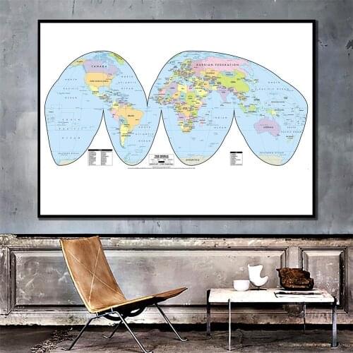 150x100cm Vinyl Spray Map The World Map Goode Projection Country Map With Capital Map of The World Wall Sticker