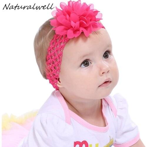 Naturalwell Baby girls Brand Floral Headband Toddler Chiffon Flower Hairband Infant Kids Headwear Hair Accessories 1pc HB246