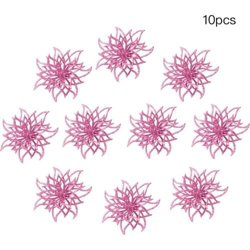 10Pcs Glitter Color Flower Lycoris Radiata Christmas Wreath Tree Embellishment Xmas Gift Wedding Party Supplies For Scrapbook