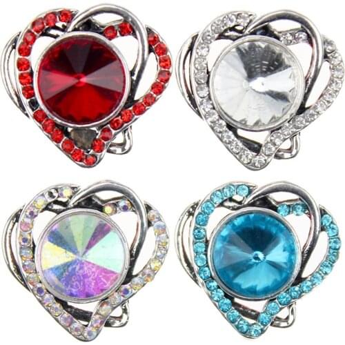 10pcs/lot Mixed Beauty Charming Rhinestone Lovely Heart 18mm Snap Buttons fit DIY Snap Bracelets&Bangles Jewelry For Women