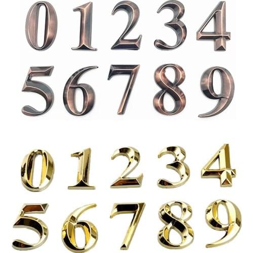 10Pc Gate Digits 0 to 9 Number Tag Numeral Door Plaque House Drawer Sign Plating Hotel Home Sticker Address Door Label