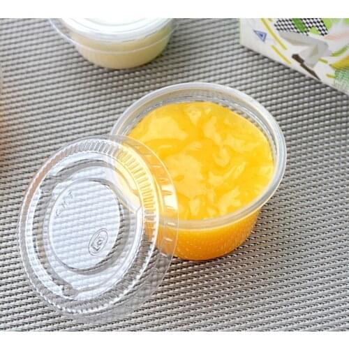 100 Pcs Pudding Cup Disposable Plastic Cup Lid Jelly Bowl Dessert Small Box Home Party Wedding Baking Plum 1/2/3/4/5/6/8/10oz