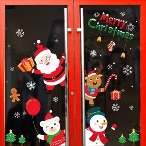2pcs/lot 30*50cm DIY Merry Christmas Wall Stickers Window Glass Stickers Christmas Decorations For Home Christmas Ornaments Xmas