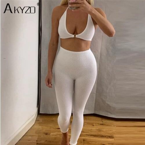 2020 Ribbed Material Christmas Pants Sets Women Sexy V Neck Tank Tops Sweatpants birthday Club outfits Tracksuit Two Piece Set