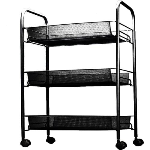 3-layer Kitchen Trolley Cart Dining Shelf Island Basket Storage Drawers with Universal Wheel drop ship