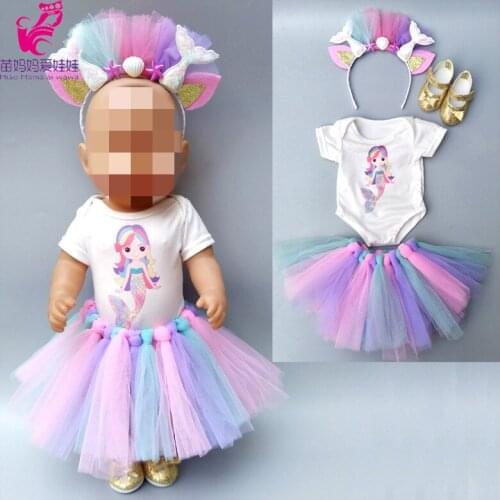40cm doll clothes for 43cm Baby doll dress set for 17" babies doll mermaid dress