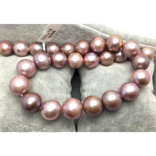 AAAA++ gorgeous 10-11mm freshwater lavender round pearl necklace 18inch 925silver