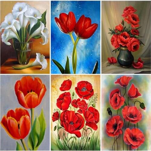 DIY 5D Diamond Painting Flower Cross Stitch Full Square Round Drill Embroidery Colorful Handmade Home Room Wall Art Home Decor