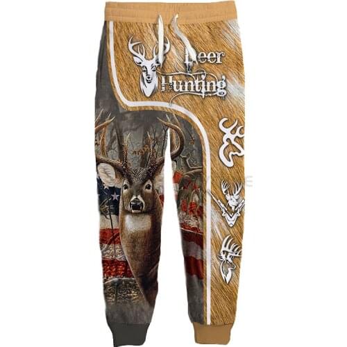 New Fashion Hunting Graphic Spring Autumn Winter Hip Hop Casual Brand 3D Print Deer Pants Polyester v8