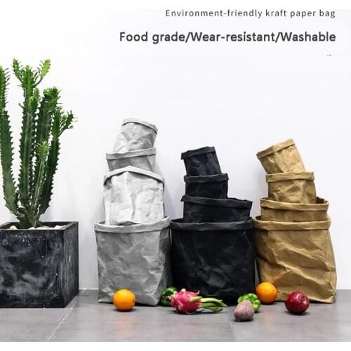 Kraft Paper Bags Washable Decoration Flower Pot Succulents Organizer Container Reuseable Sundries Cosmetic Brush Storage Bags