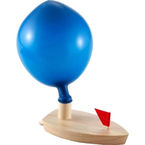 Children Outdoor Games Balloon Wooden Boat Educational Toys DIY Balloon Wind Power Wooden Boat Science Educational Toys For Kids