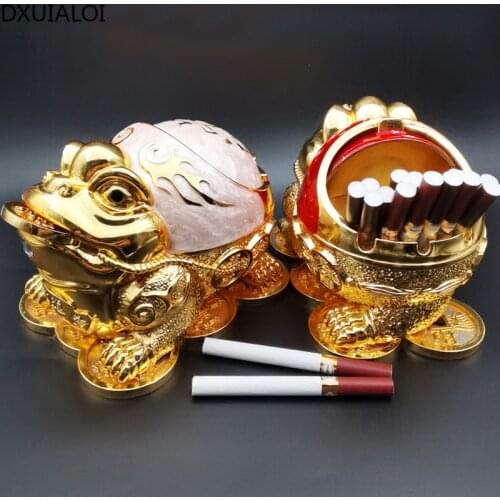 DXUIALOI creative retro personality metal crafts Jin Chan ashtray anti fly ash living room desktop decoration home decoration