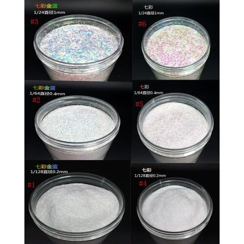 Holographic 0.2mm 0.4mm 1mm AB White Nail Glitters Powder Holo Nail Pigment Powder DIY 3 Color Nail Powder 10ml
