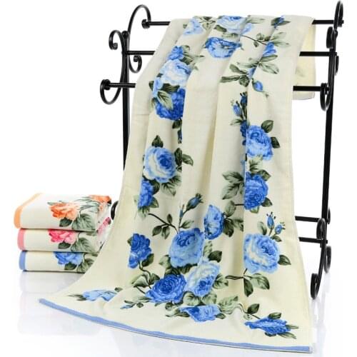 75x140cm Cotton Bath Towels Floral Pattern 400g Thick Sport Beach Print Towel Bathroom Outdoor Travel Towels for Adults Gift