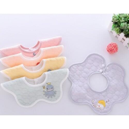 AmyaBaby Cotton Baby Bibs Waterproof Flower Shape Cartoon Embrodiery Infant Feeding Burp Cloth Baby Stuff For Newborns Babador