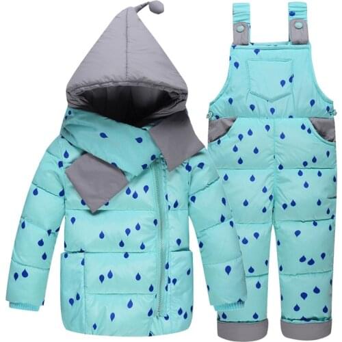 Baby Girls Clothes 2018 Kids Ski Suit Overalls Baby Girls Boys Down Coat Warm Snowsuits Children Outwears Jackets+bib Pants 2pcs