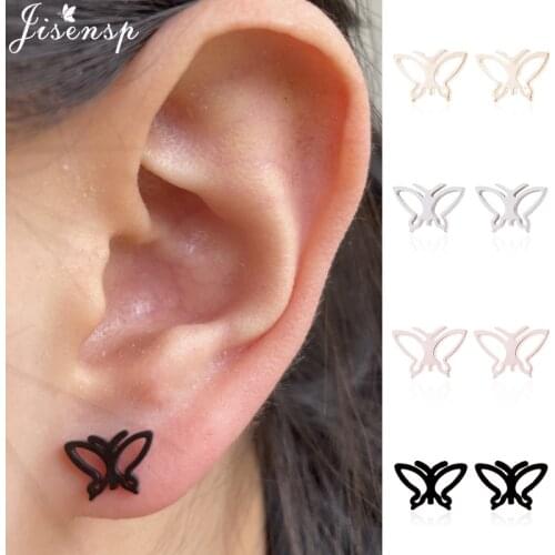 Korean Bohemian Small Butterfly Earrings Women Minimalist Jewelry Stainless Steel Insects Stud Earings Animal Accessories Gift