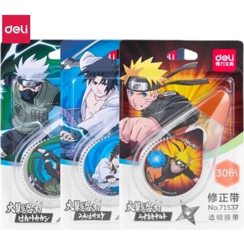 Deli Large Capacity 30m Correction Tape 12 pcs Naruto Corrector Tape Cute School Supplies Kawaii Japanese Stationery Wholesale