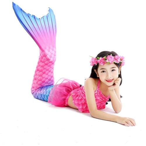 3Pcs Girls Swimsuit Mermaid Tails for Swimming Girl Sexy Bikini Set Swimmable Mermaid Costume for Kids Children Swimwear